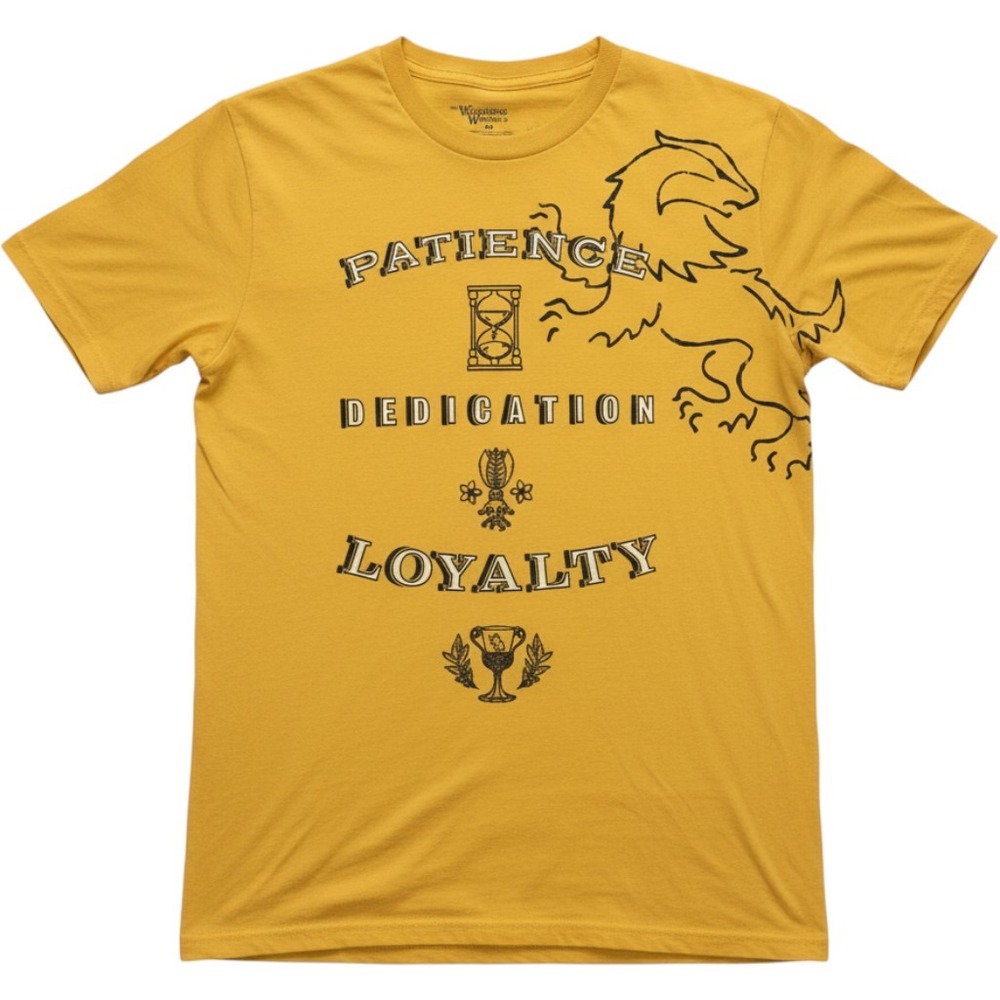 Harry Potter Hufflepuff T-Shirt Universal Studios Yellow Graphic Tee Medium